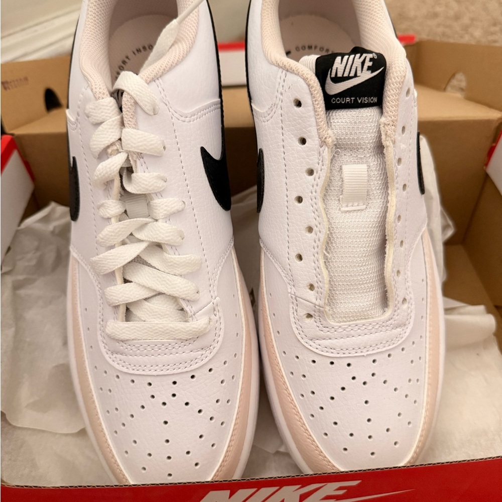 Nike Court Vision Low Sneakers - White and Black